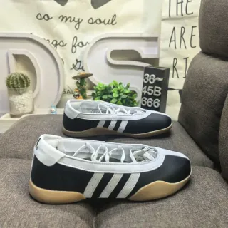 Adidas Black White Low-Top Leather-and-Synthetic Upper Lifestyle Sneakers