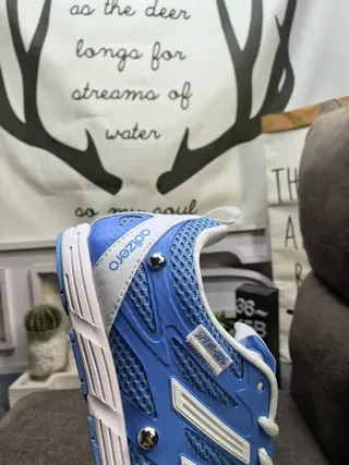 Adidas Blue and White Mesh Low-Top Athletic Sneakers 3