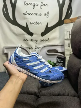 Adidas Blue and White Mesh Low-Top Athletic Sneakers 5