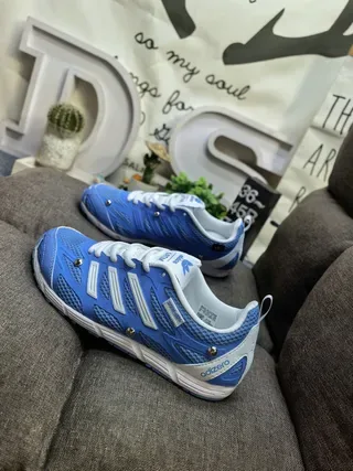 Adidas Blue and White Mesh Low-Top Athletic Sneakers 7