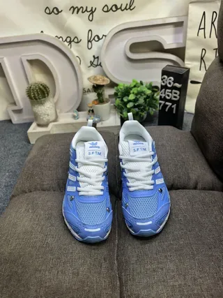 Adidas Blue and White Mesh Low-Top Athletic Sneakers 10