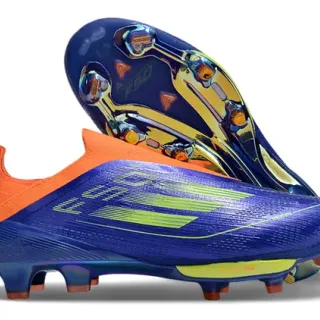 Adidas Blue Orange Low-Cut Sock-Fit Upper Iridescent Synthetic Firm-Ground Soccer Shoes