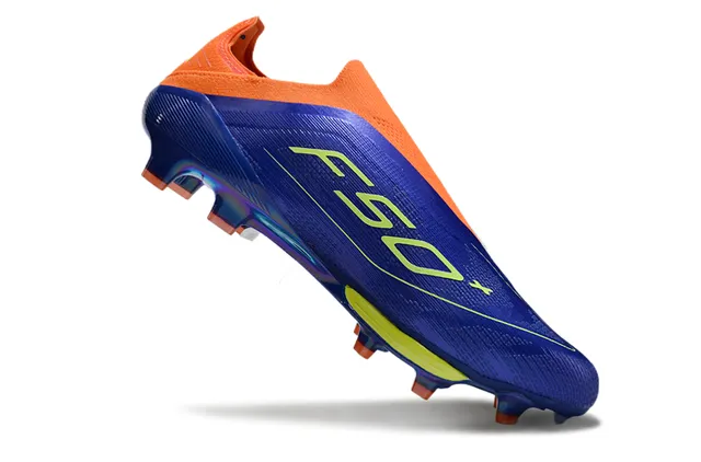 Adidas Blue Orange Low-Cut Sock-Fit Upper Iridescent Synthetic Firm-Ground Soccer Shoes 2
