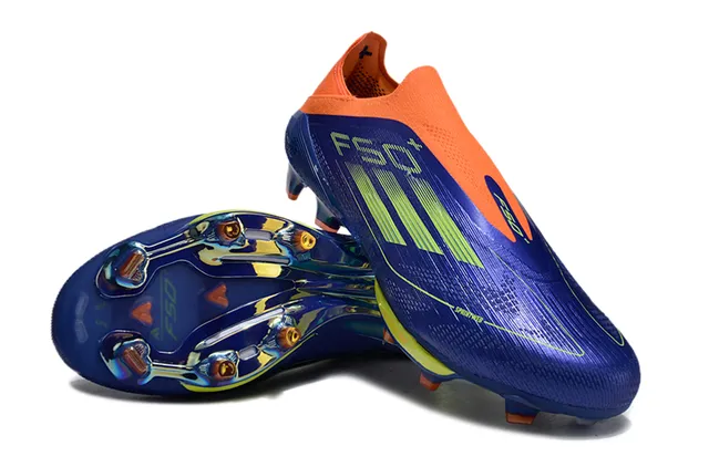 Adidas Blue Orange Low-Cut Sock-Fit Upper Iridescent Synthetic Firm-Ground Soccer Shoes 4