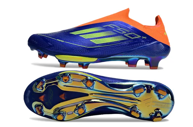 Adidas Blue Orange Low-Cut Sock-Fit Upper Iridescent Synthetic Firm-Ground Soccer Shoes 6