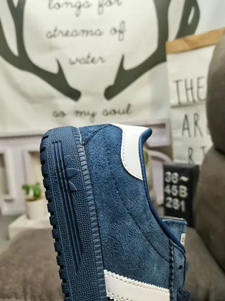 Adidas Blue White Suede Upper Three Stripes Lifestyle Sneakers 3