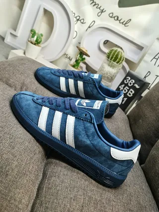 Adidas Blue White Suede Upper Three Stripes Lifestyle Sneakers 7