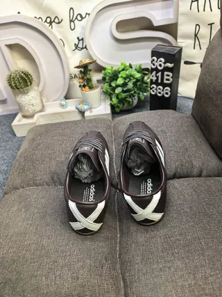 Adidas Brown Beige Leather Upper Stitched Three Stripes Lifestyle Sneakers 8