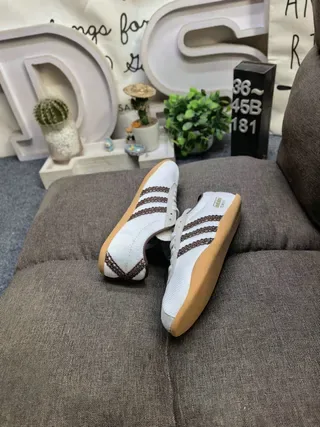 Adidas Brown Beige Suede Upper Three Off-White Stripes Lifestyle Sneakers 16
