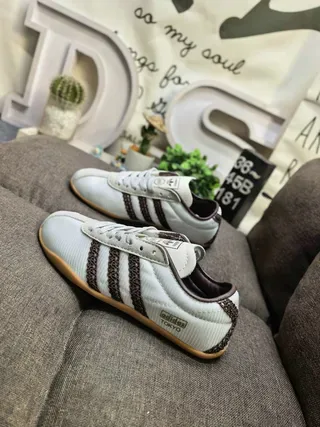 Adidas Brown Beige Suede Upper Three Off-White Stripes Lifestyle Sneakers 17