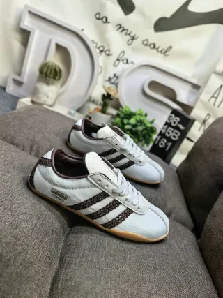 Adidas Brown Beige Suede Upper Three Off-White Stripes Lifestyle Sneakers 19