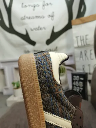 Adidas Brown Beige Tweed-Textile Upper Gum Rubber Sole Lifestyle Sneakers 4