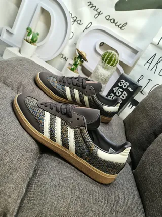Adidas Brown Beige Tweed-Textile Upper Gum Rubber Sole Lifestyle Sneakers 7
