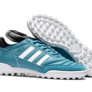 Adidas Copa Zapatos de fútbol Turf low top de cuero azul y blanco
