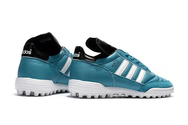 Adidas Copa Chaussures de football Turf low top en cuir bleu et blanc 3