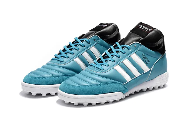 Adidas Copa Chaussures de football Turf low top en cuir bleu et blanc 4