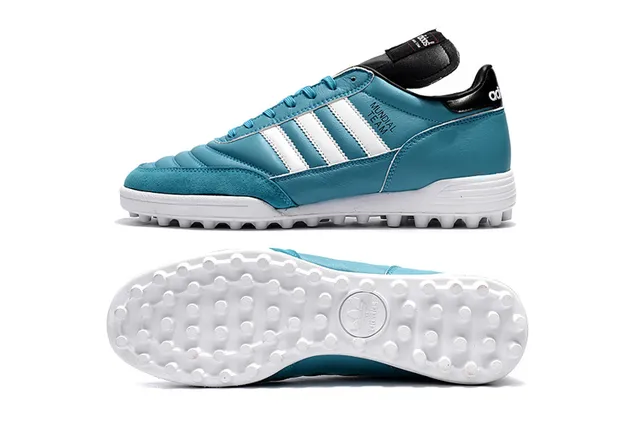 Adidas Copa Chaussures de football Turf low top en cuir bleu et blanc 5