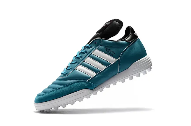 Adidas Copa Chaussures de football Turf low top en cuir bleu et blanc 9