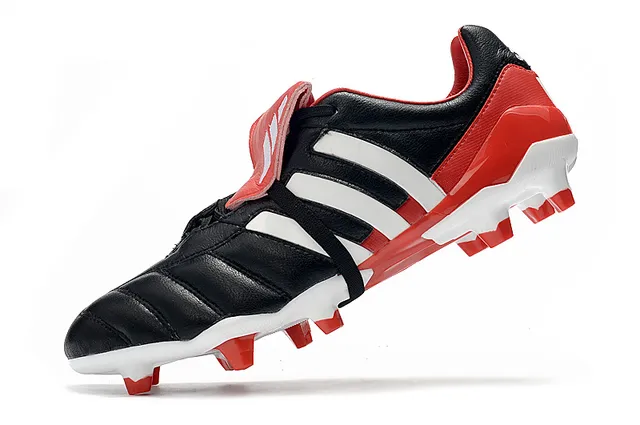Adidas Copa Rouge Argent Cuir Matelassé Supérieur Panneau de Trois Rayures Terrain Firme Chaussures de Football 3