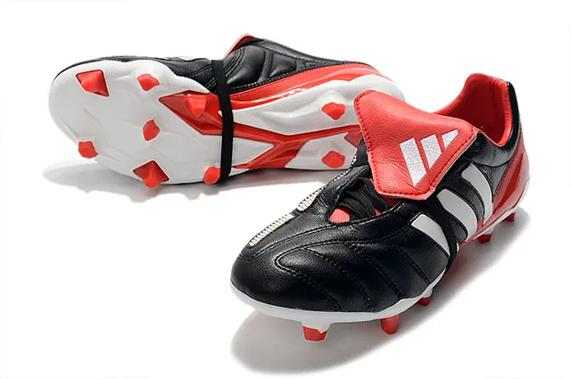 Adidas Copa Rouge Argent Cuir Matelassé Supérieur Panneau de Trois Rayures Terrain Firme Chaussures de Football 4