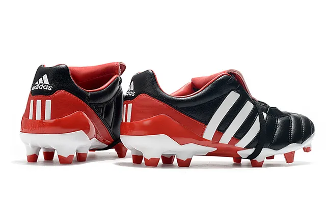 Adidas Copa Rouge Argent Cuir Matelassé Supérieur Panneau de Trois Rayures Terrain Firme Chaussures de Football 5