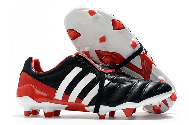 Adidas Copa Rouge Argent Cuir Matelassé Supérieur Panneau de Trois Rayures Terrain Firme Chaussures de Football 6