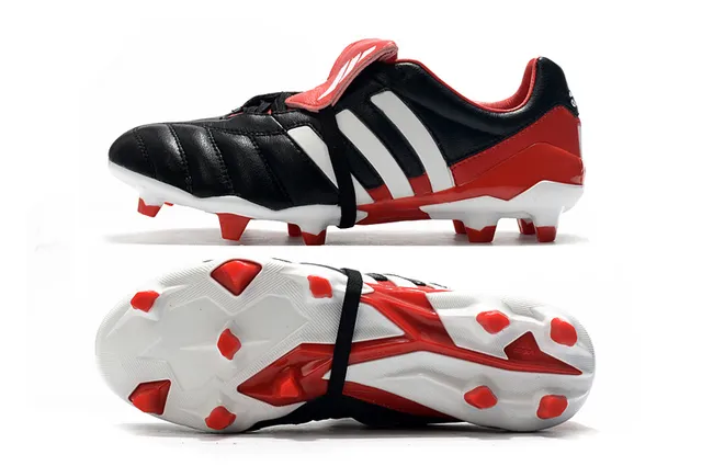 Adidas Copa Rouge Argent Cuir Matelassé Supérieur Panneau de Trois Rayures Terrain Firme Chaussures de Football 7