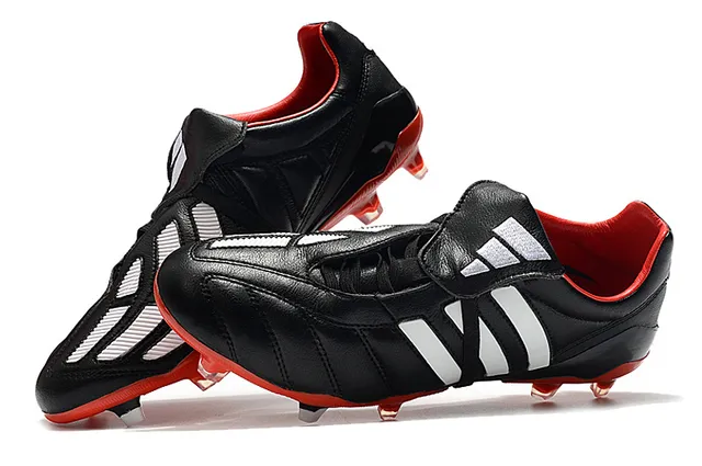 Adidas Copa Rouge Argent Cuir Matelassé Supérieur Panneau de Trois Rayures Terrain Firme Chaussures de Football 9