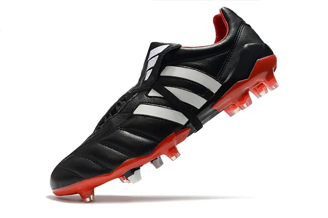 Adidas Copa Rouge Argent Cuir Matelassé Supérieur Panneau de Trois Rayures Terrain Firme Chaussures de Football 11
