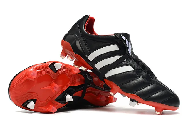 Adidas Copa Rouge Argent Cuir Matelassé Supérieur Panneau de Trois Rayures Terrain Firme Chaussures de Football 12