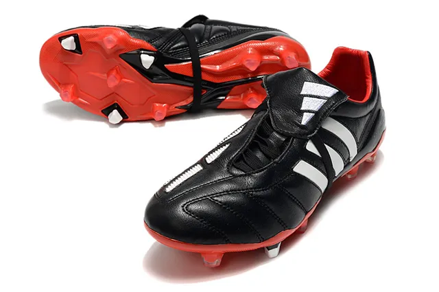 Adidas Copa Rouge Argent Cuir Matelassé Supérieur Panneau de Trois Rayures Terrain Firme Chaussures de Football 13