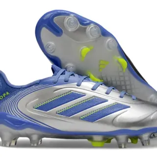 Adidas Copa Silver Blue Metallic Synthetic Upper Three-Stripe Overlays Firm-Ground Soccer Shoes