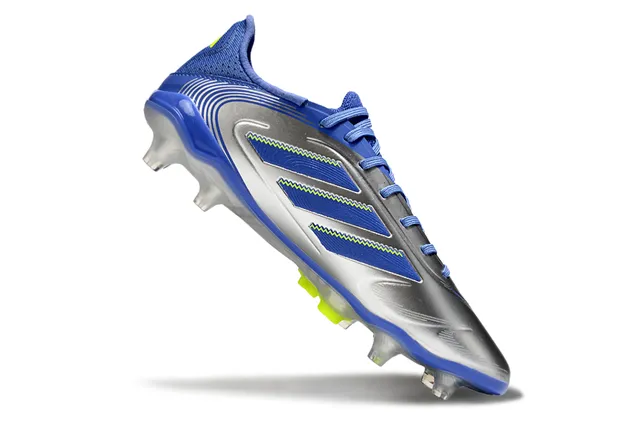 Adidas Copa Silver Blue Metallic Synthetic Upper Three-Stripe Overlays Firm-Ground Soccer Shoes 2