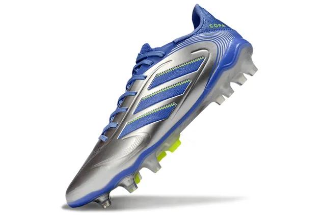 Adidas Copa Silver Blue Metallic Synthetic Upper Three-Stripe Overlays Firm-Ground Soccer Shoes 3