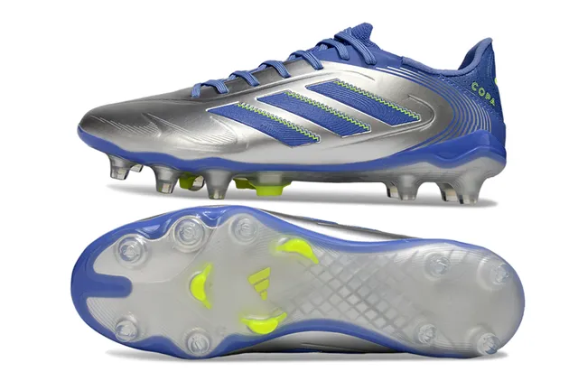 Adidas Copa Silver Blue Metallic Synthetic Upper Three-Stripe Overlays Firm-Ground Soccer Shoes 6