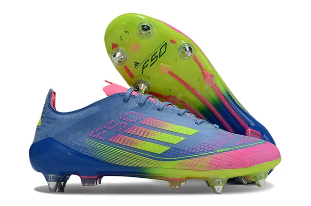 Adidas F50 Blue Multicolor Low-Cut Knit Upper Gradient Color Blocking Firm-Ground Soccer Shoes 1
