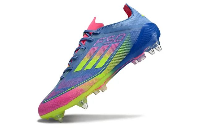 Adidas F50 Blue Multicolor Low-Cut Knit Upper Gradient Color Blocking Firm-Ground Soccer Shoes 3