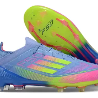 Adidas F50 Blue Multicolor Low-Cut Knit Upper Gradient Color Blocking Firm-Ground Soccer Shoes
