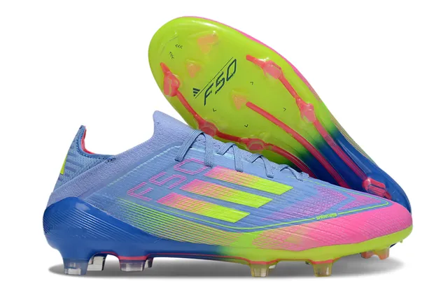 Adidas F50 Blue Multicolor Low-Cut Knit Upper Gradient Color Blocking Firm-Ground Soccer Shoes 1