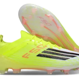 Adidas F50 Neon Yellow White Coral Firm-Ground Soccer Shoes