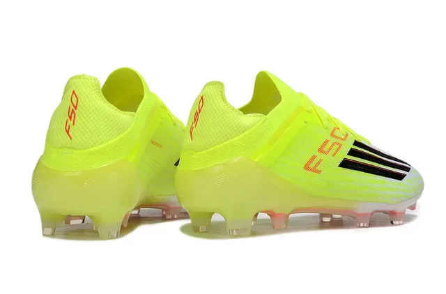 Adidas F50 Jaune Néon Blanc Corail Chaussures de Football pour Terrain Ferme 5
