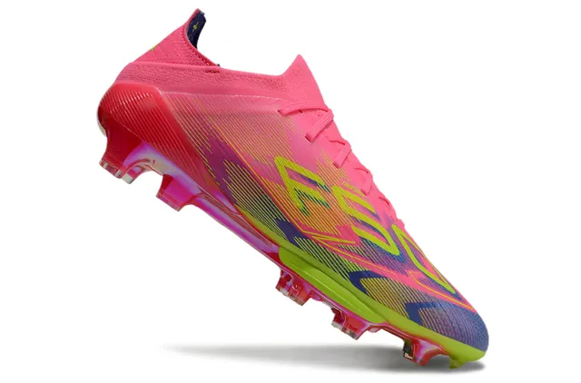 Adidas F50 Pink Multicolor Low-Cut Sock-Fit Upper Asymmetrical Lacing Firm-Ground Soccer Shoes 2