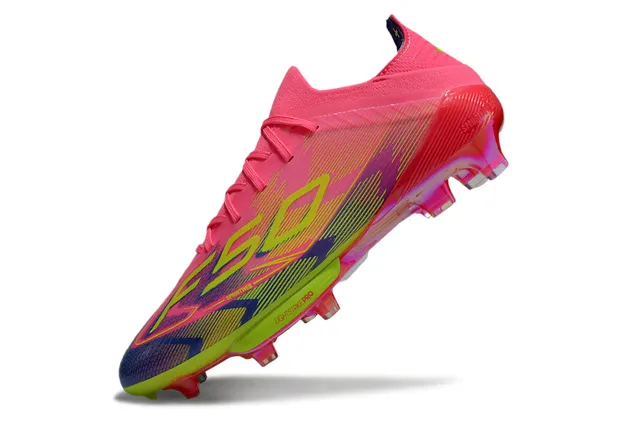 Adidas F50 Pink Multicolor Low-Cut Sock-Fit Upper Asymmetrical Lacing Firm-Ground Soccer Shoes 3