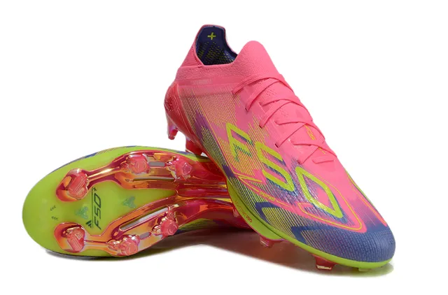 Adidas F50 Pink Multicolor Low-Cut Sock-Fit Upper Asymmetrical Lacing Firm-Ground Soccer Shoes 4