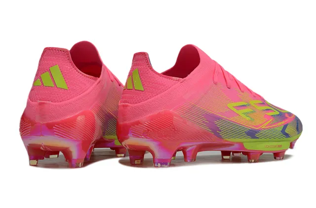 Adidas F50 Pink Multicolor Low-Cut Sock-Fit Upper Asymmetrical Lacing Firm-Ground Soccer Shoes 5