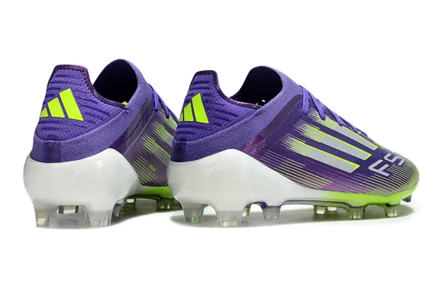 Adidas F50 Purple Green Low-Cut Knit Upper Gradient Stripe Overlay Firm-Ground Soccer Shoes 5