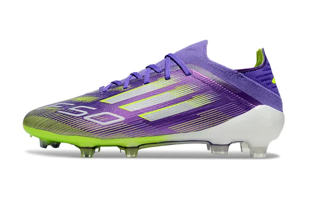 Adidas F50 Purple Green Low-Cut Knit Upper Gradient Stripe Overlay Firm-Ground Soccer Shoes 6