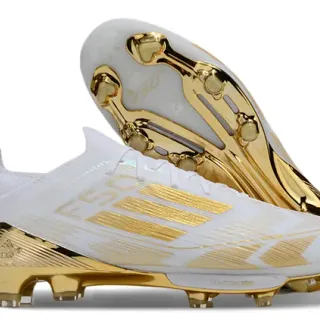 Adidas F50 White and Gold Firm-Ground Soccer Shoes