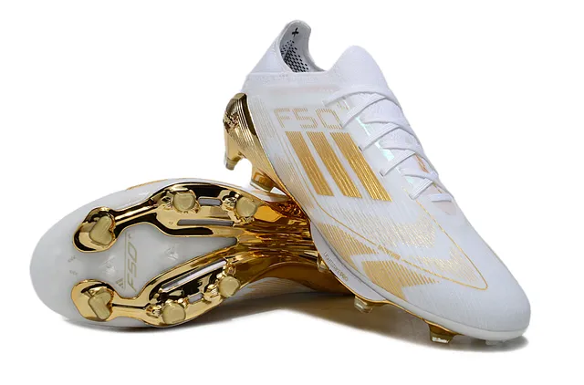 Adidas F50 White and Gold Firm-Ground Soccer Shoes 4