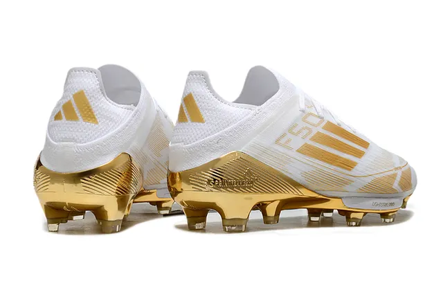 Adidas F50 White and Gold Firm-Ground Soccer Shoes 5